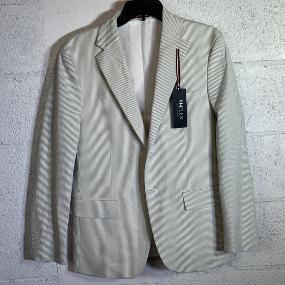 Tommy Hilfiger Men's Modern-Fit Seersucker Sport Coat - Green/white 38S $295